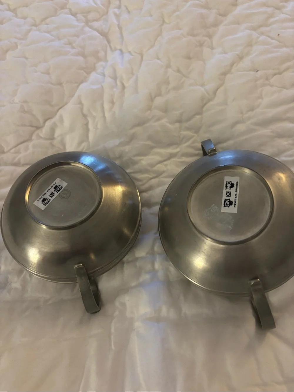 Vintage Silver Pewter Sugar and Creamer Set from Brazil